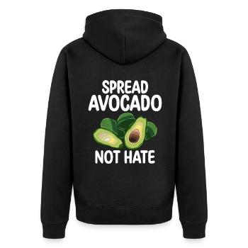 Avocado Gifts - Unisex Premium Organic Zip Hoodie - black - Back - Nico (187cm)