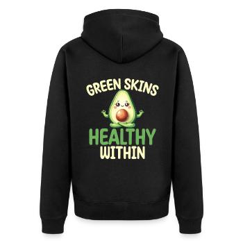 Avocado Gifts - Unisex Premium Organic Zip Hoodie - black - Back - Nico (187cm)