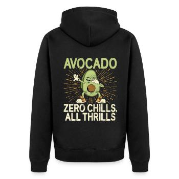 Avocado Gifts - Unisex Premium Bio Zip Hoodie - Schwarz - Hinten - Nico (187cm)