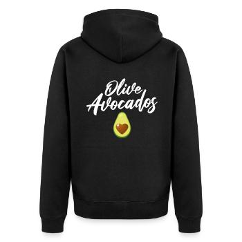 Avocado Gifts - Unisex Premium Organic Zip Hoodie - black - Back - Nico (187cm)