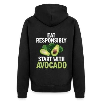 Avocado Gifts - Unisex Premium Organic Zip Hoodie - black - Back - Nico (187cm)