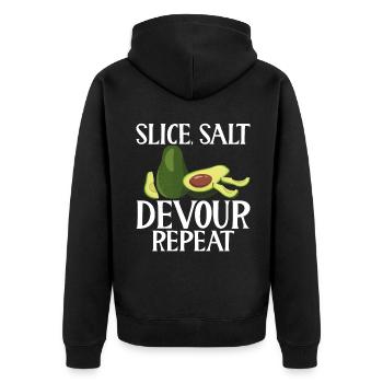 Avocado Gifts - Unisex Premium Organic Zip Hoodie - black - Back - Nico (187cm)