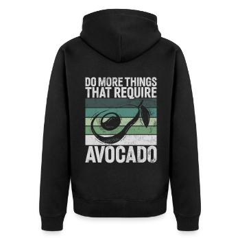 Avocado Gifts - Unisex Premium Organic Zip Hoodie - black - Back - Nico (187cm)