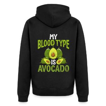 Avocado Gifts - Unisex Premium Organic Zip Hoodie - black - Back - Nico (187cm)