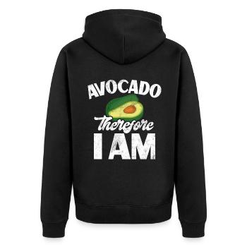 Avocado Gifts - Unisex Premium Organic Zip Hoodie - black - Back - Nico (187cm)