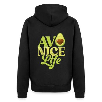 Avocado Gifts - Unisex Premium Organic Zip Hoodie - black - Back - Nico (187cm)