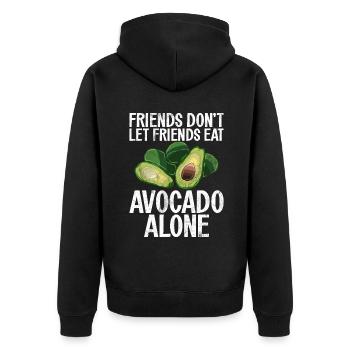 Avocado Gifts - Unisex Premium Organic Zip Hoodie - black - Back - Nico (187cm)