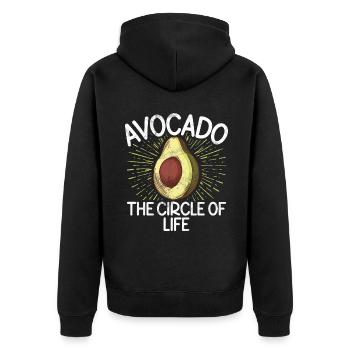Avocado Gifts - Unisex Premium Organic Zip Hoodie - black - Back - Nico (187cm)