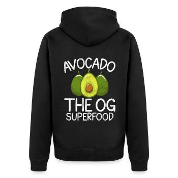 Avocado Gifts - Unisex Premium Organic Zip Hoodie - black - Back - Nico (187cm)