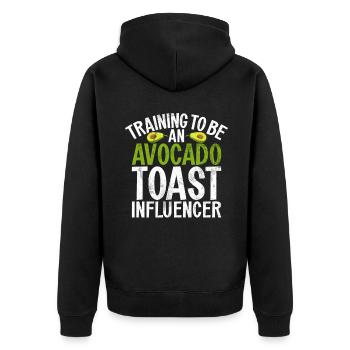 Avocado Gifts - Unisex Premium Organic Zip Hoodie - black - Back - Nico (187cm)