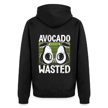 Avocado Gifts - Unisex Premium Organic Zip Hoodie - black - Back - Nico (187cm)