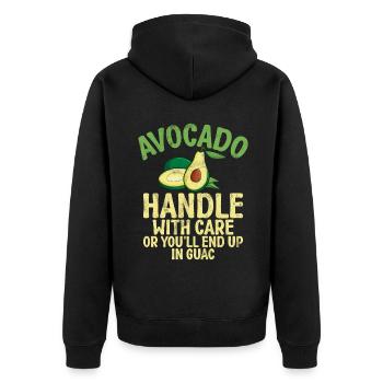 Avocado Gifts - Unisex Premium Organic Zip Hoodie - black - Back - Nico (187cm)