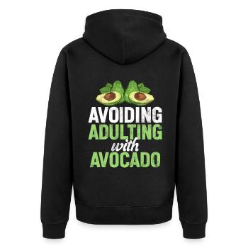 Avocado Gifts - Unisex Premium Organic Zip Hoodie - black - Back - Nico (187cm)