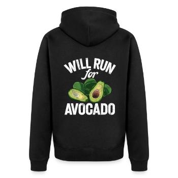 Avocado Gifts - Unisex Premium Organic Zip Hoodie - black - Back - Nico (187cm)