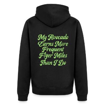 Avocado Gifts - Unisex Premium Organic Zip Hoodie - black - Back - Nico (187cm)