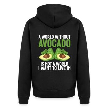 Avocado Gifts - Unisex Premium Organic Zip Hoodie - black - Back - Nico (187cm)