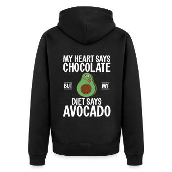 Avocado Gifts - Unisex Premium Organic Zip Hoodie - black - Back - Nico (187cm)