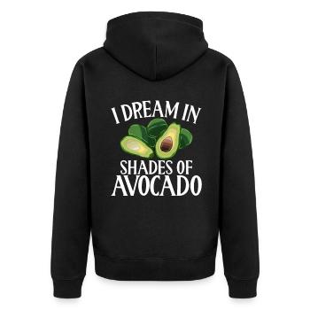 Avocado Gifts - Unisex Premium Organic Zip Hoodie - black - Back - Nico (187cm)