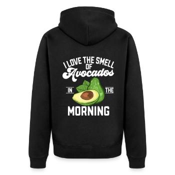 Avocado Gifts - Unisex Premium Organic Zip Hoodie - black - Back - Nico (187cm)