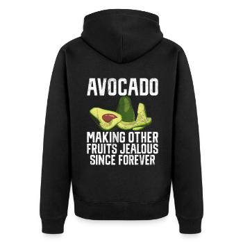 Avocado Gifts - Unisex Premium Organic Zip Hoodie - black - Back - Nico (187cm)