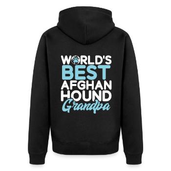 Afghan Hound Gifts - Unisex Premium Bio Zip Hoodie - Schwarz - Hinten - Nico (187cm)