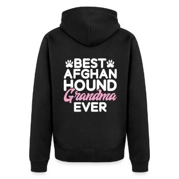 Afghan Hound Gifts - Unisex Premium Organic Zip Hoodie - black - Back - Nico (187cm)