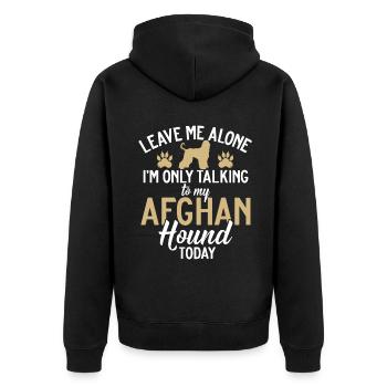 Afghan Hound Gifts - Unisex Premium Bio Zip Hoodie - Schwarz - Hinten - Nico (187cm)