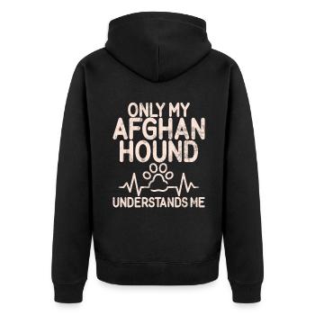 Afghan Hound Gifts - Unisex Premium Bio Zip Hoodie - Schwarz - Hinten - Nico (187cm)