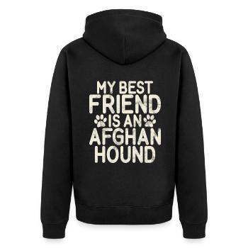 Afghan Hound Gifts - Unisex Premium Bio Zip Hoodie - Schwarz - Hinten - Nico (187cm)