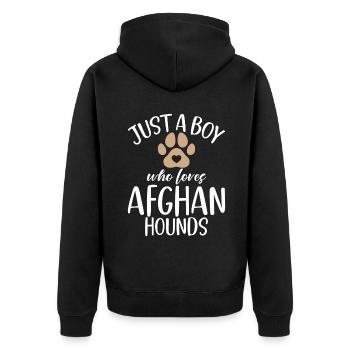 Afghan Hound Gifts - Unisex Premium Bio Zip Hoodie - Schwarz - Hinten - Nico (187cm)