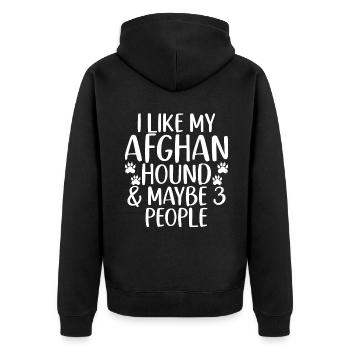 Afghan Hound Gifts - Unisex Premium Bio Zip Hoodie - Schwarz - Hinten - Nico (187cm)