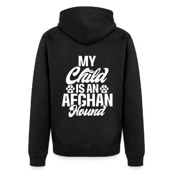 Afghan Hound Gifts - Unisex Premium Bio Zip Hoodie - Schwarz - Hinten - Nico (187cm)