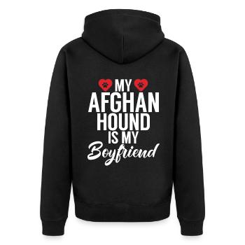 Afghan Hound Gifts - Unisex Premium Bio Zip Hoodie - Schwarz - Hinten - Nico (187cm)