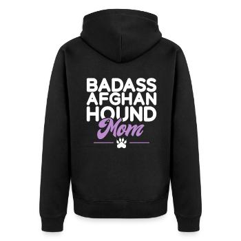 Afghan Hound Gifts - Unisex Premium Bio Zip Hoodie - Schwarz - Hinten - Nico (187cm)