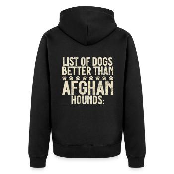 Afghan Hound Gifts - Unisex Premium Organic Zip Hoodie - black - Back - Nico (187cm)
