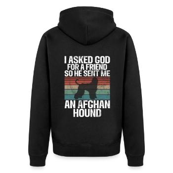 Afghan Hound Gifts - Unisex Premium Organic Zip Hoodie - black - Back - Nico (187cm)
