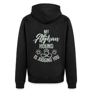 Afghan Hound Gifts - Unisex Premium Organic Zip Hoodie - black - Back - Nico (187cm)
