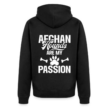 Afghan Hound Gifts - Unisex Premium Bio Zip Hoodie - Schwarz - Hinten - Nico (187cm)