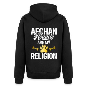 Afghan Hound Gifts - Unisex Premium Bio Zip Hoodie - Schwarz - Hinten - Nico (187cm)