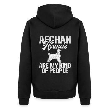 Afghan Hound Gifts - Unisex Premium Bio Zip Hoodie - Schwarz - Hinten - Nico (187cm)