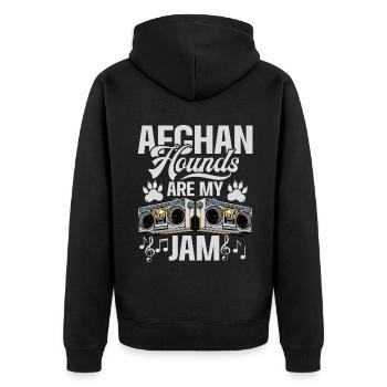 Afghan Hound Gifts - Unisex Premium Bio Zip Hoodie - Schwarz - Hinten - Nico (187cm)