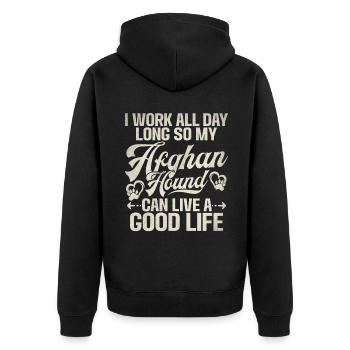 Afghan Hound Gifts - Unisex Premium Bio Zip Hoodie - Schwarz - Hinten - Nico (187cm)