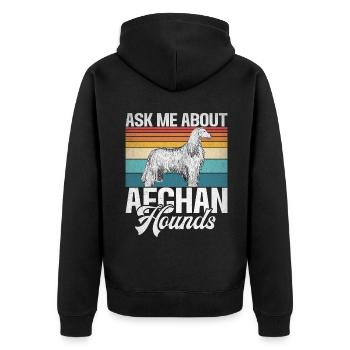 Afghan Hound Gifts - Unisex Premium Bio Zip Hoodie - Schwarz - Hinten - Nico (187cm)