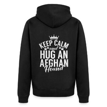 Afghan Hound Gifts - Unisex Premium Bio Zip Hoodie - Schwarz - Hinten - Nico (187cm)