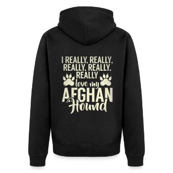 Afghan Hound Gifts - Unisex Premium Organic Zip Hoodie - black - Back - Nico (187cm)