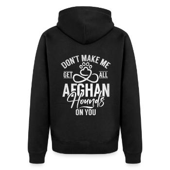 Afghan Hound Gifts - Unisex Premium Bio Zip Hoodie - Schwarz - Hinten - Nico (187cm)