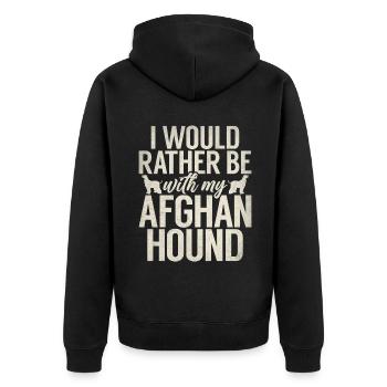 Afghan Hound Gifts - Unisex Premium Bio Zip Hoodie - Schwarz - Hinten - Nico (187cm)
