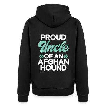 Afghan Hound Gifts - Unisex Premium Bio Zip Hoodie - Schwarz - Hinten - Nico (187cm)