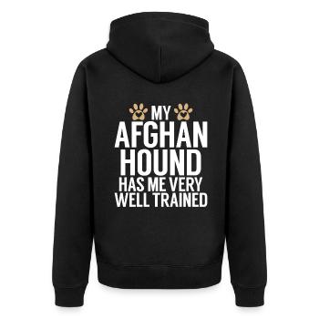 Afghan Hound Gifts - Unisex Premium Bio Zip Hoodie - Schwarz - Hinten - Nico (187cm)