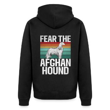 Afghan Hound Gifts - Unisex Premium Bio Zip Hoodie - Schwarz - Hinten - Nico (187cm)